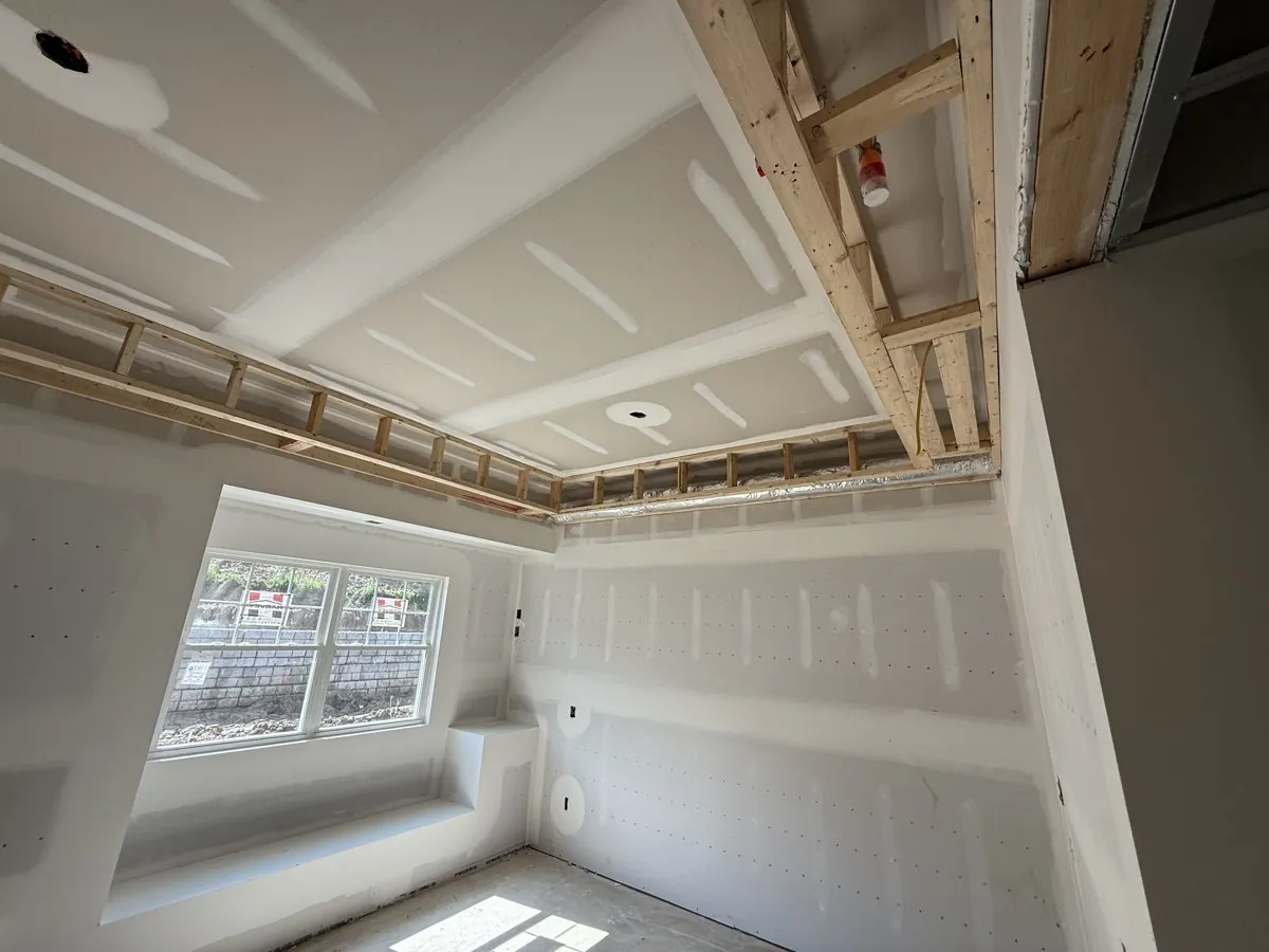 Drywall tray ceiling detail in new construction